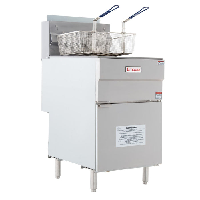 80 lb. Natural Gas Commercial Stainless Steel Floor Fryer - 150,000 BTU