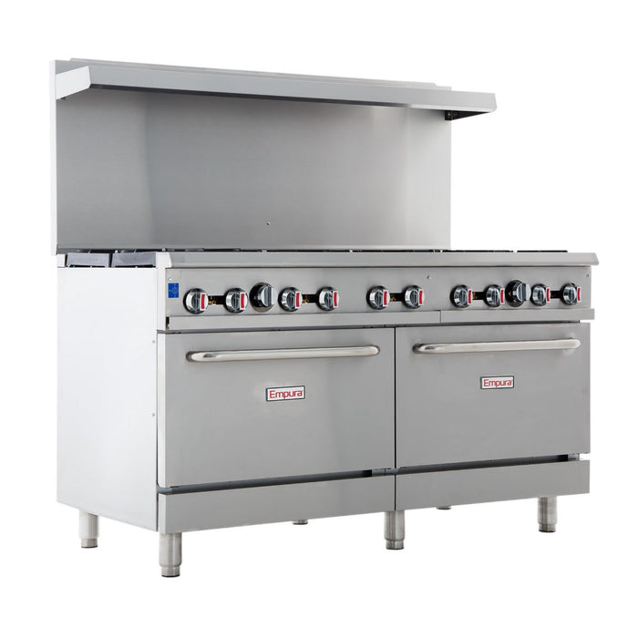 60" 10 Burner Commercial Liquid Propane Range with Oven Base - 362,000 BTU