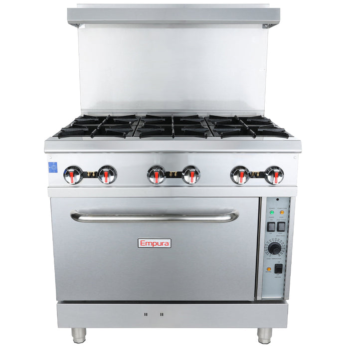 36" 6 Burner Commercial Natural Gas Range with Convention Oven Base - 211,000 BTU