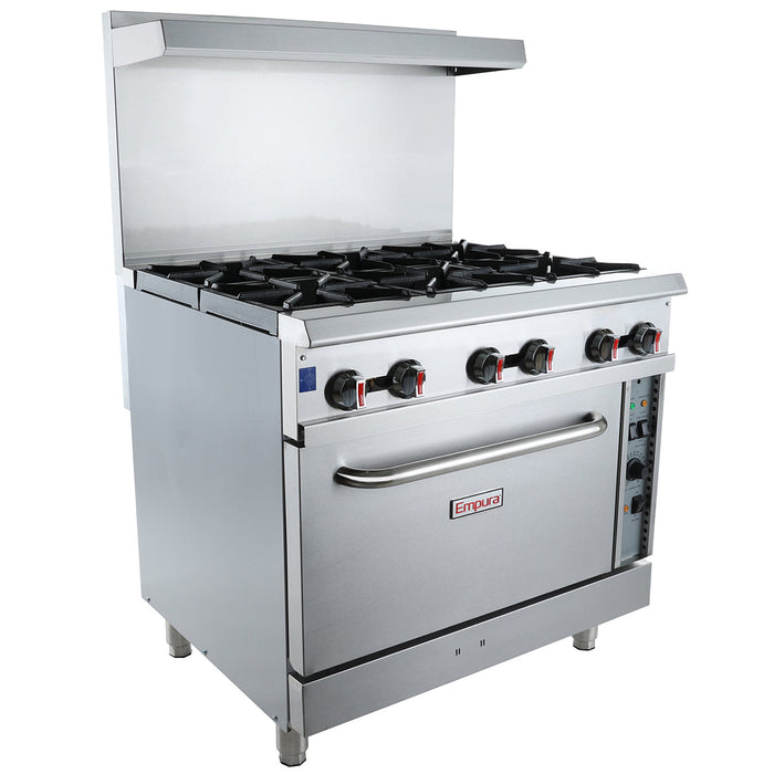 36" 6 Burner Commercial Natural Gas Range with Convention Oven Base - 211,000 BTU
