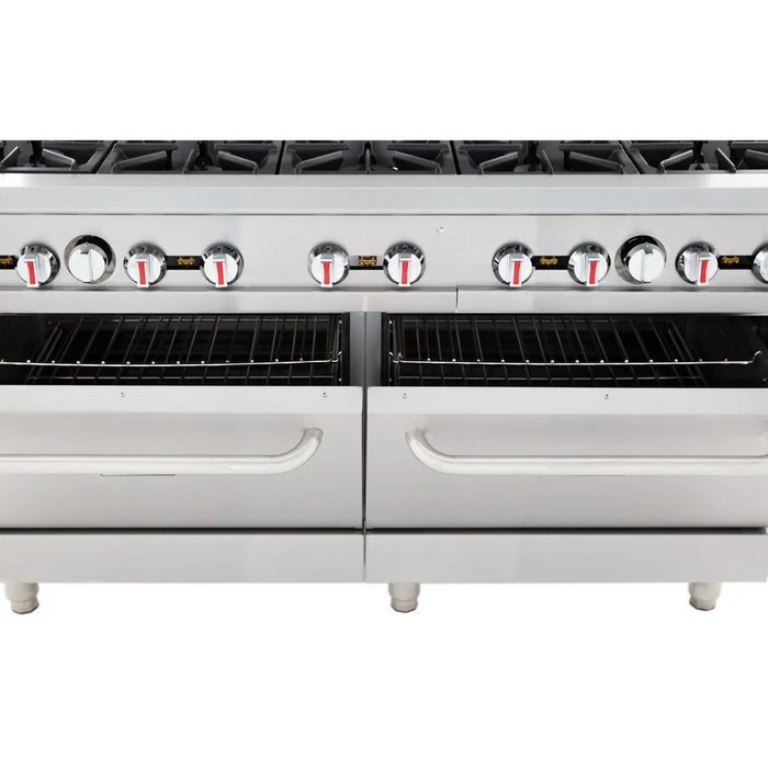 60" 10 Burner Commercial Natural Gas Range with Oven Base - 362,000 BTU