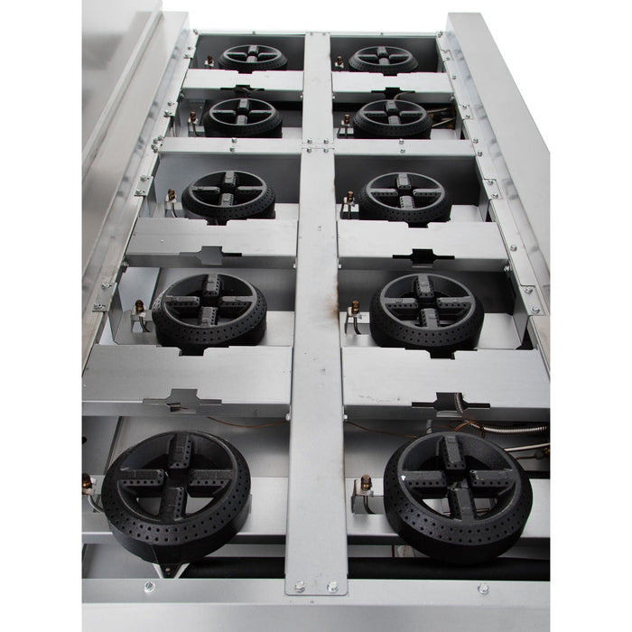 60" 10 Burner Commercial Natural Gas Range with Oven Base - 362,000 BTU