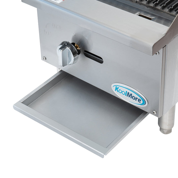 16 in. Commercial 1-Burner Natural Gas Charbroiler with 30,000 BTU in Stainless-Steel (KM-GCB1-18M)