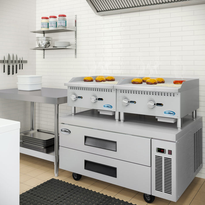 24 in. Natural Gas 2-Burner Griddle with 60,000 BTU in Stainless-Steel (KM-GG2-24M)