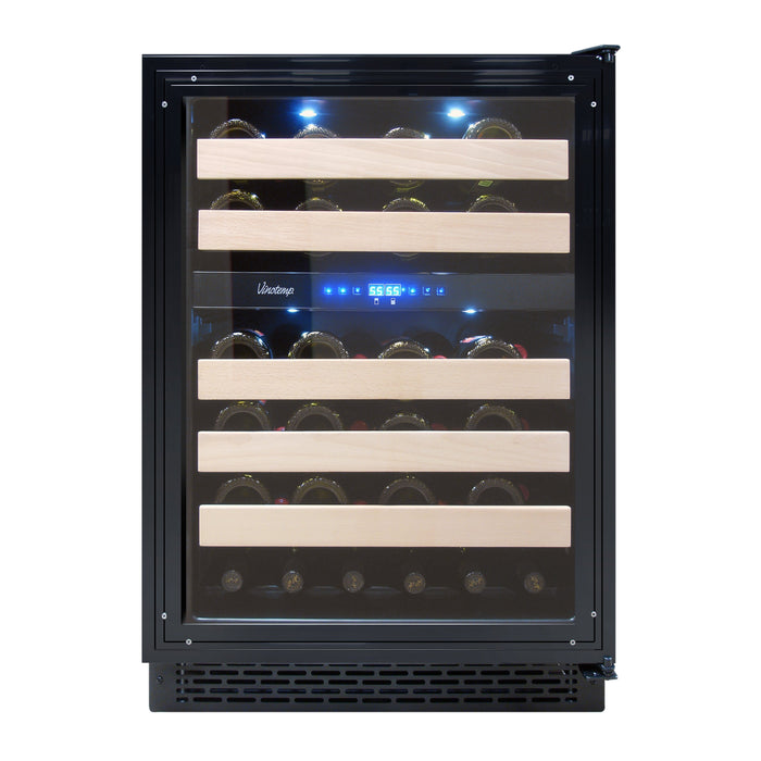 Vinotemp - VT-24PR46, Vinotemp Private Reserve Series Panel Ready Dual-Zone 24" Wine Cooler, 46 Bottle Capacity, in Black
