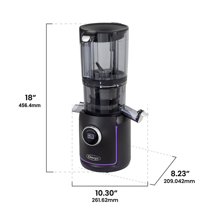 Omega OMSMBTBK13 180W Ultimate Performance Batch Juicer - IntelliDial Cold Press Smart Juicer