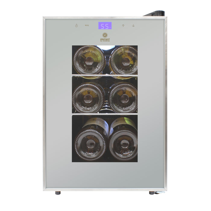 Vinotemp - EL-6SILST, Vinotemp Eco Series Compact Single-Zone Wine Cooler with Touch Screen Controls, 6 Bottle Capacity, in Silver