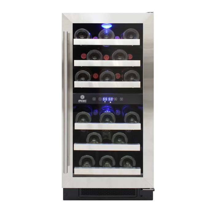 Vinotemp - EL-WCU113-03, Vinotemp Connoisseur Series Compact Dual-Zone Wine Cooler, 28 Bottle Capacity, in Stainless Steel