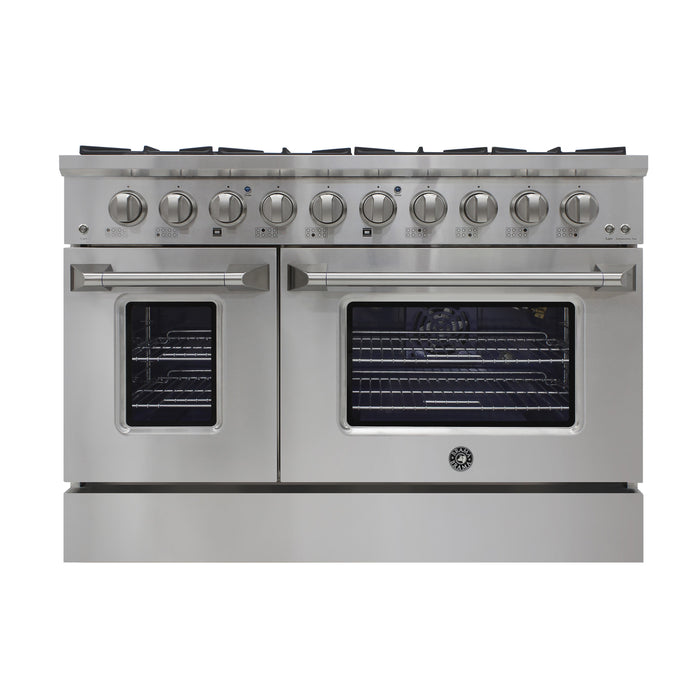 Vinotemp - BR-48SSGG, Brama by Vinotemp 48" Double Oven Gas Range with 8 Burners, 6.7 cu. ft. Capacity, in Stainless Steel