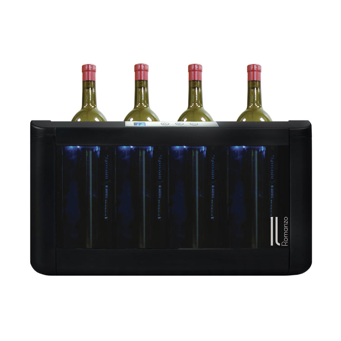 Vinotemp - IL-OW004, Vinotemp Il Romanzo Series Single-Zone Open Display Thermoelectric Wine Cooler, 4 Bottle Capacity, in Black
