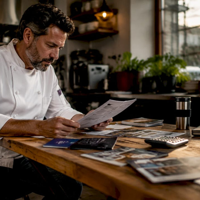 Chef negotiating bulk kitchen equipment pricing