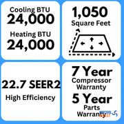 MRCOOL® DIY® 5th Gen E Star 24,000 BTU Single Zone Mini Split Complete System with 25ft. Line Set 230V — DIY-24-HP-WM-230D25-O MRCOOL®