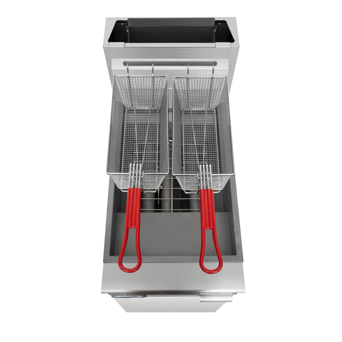 40 lb. Floor Standing Liquid Propane Commercial Fryer with 90,000 BTU in Stainless-Steel, ETL Listed (KM-FDF40-LP)