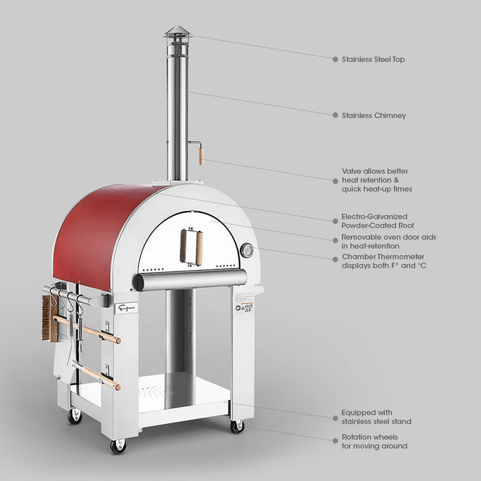 Empava PG05 Outdoor Wood Fired Pizza Oven With Side Table