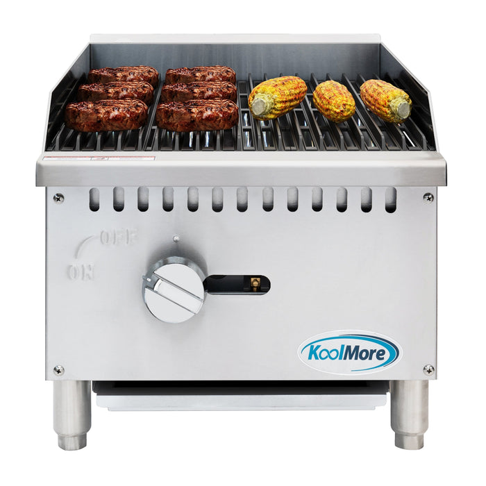 16 in. Commercial 1-Burner Natural Gas Charbroiler with 30,000 BTU in Stainless-Steel (KM-GCB1-18M)
