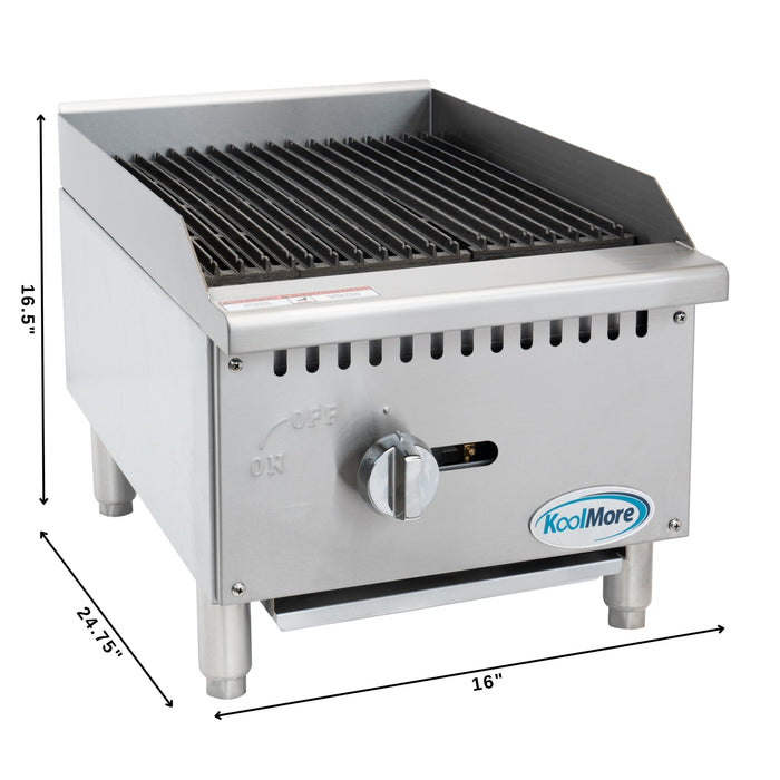 16 In. Commercial 1 - burner Natural Gas Charbroiler With 30,000 Btu In Stainless - steel (km - gcb1 - 18m) - CulinaryProfis