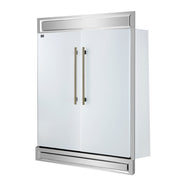 FORNO Maderno 60" 27.2 cu.ft. Convertible Refrigerator and Freezer with Modern Trim Kit in White with Antique Brass Handles- FFFFD1722-60MG-WHT FORNO