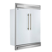 FORNO Maderno 60" 27.2 cu.ft. Convertible Refrigerator and Freezer with Modern Trim Kit in White with Antique Brass Handles- FFFFD1722-60MG-WHT FORNO