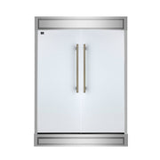FORNO Maderno 60" 27.2 cu.ft. Convertible Refrigerator and Freezer with Modern Trim Kit in White with Antique Brass Handles- FFFFD1722-60MG-WHT FORNO