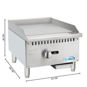 18 In. Natural Gas 1 - burner Griddle With 30,000 Btu In Stainless - steel (km - gg1 - 18m) - CulinaryProfis
