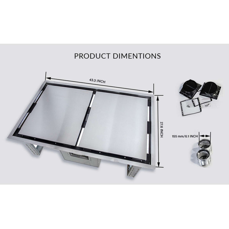 FORNO Arezzo - 44" Ceiling Range Hood with Perimetric Heat, Odor, Gases and Steam  Air Capture, FRHRE5312-44 FORNO