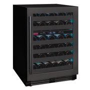 Reserva Series 50 Bottle Dual Zone Undercounter Wine Cooler Refrigerator with Black Stainless Steel Door - Right Hinge Allavino