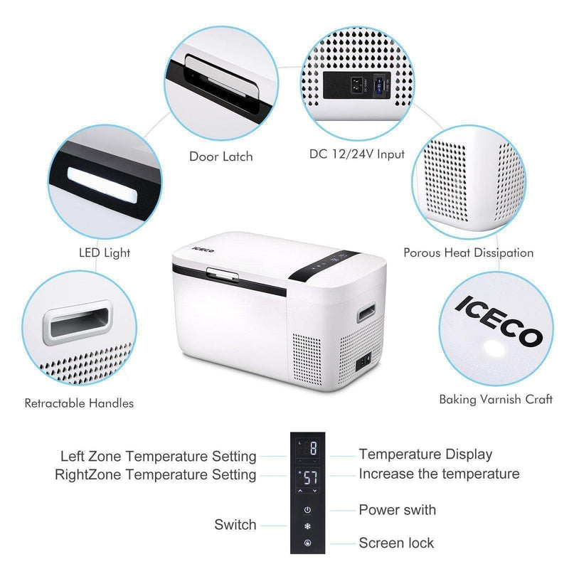 GO20 Dual Zone 12V Portable Freezer - White | ICECO | 20 LT Inca Overland Outfitters