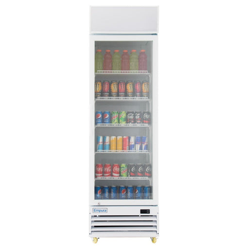 23" White Swing Commercial Glass Door Merchandiser Refrigerator - 12 cu ft - CulinaryProfis