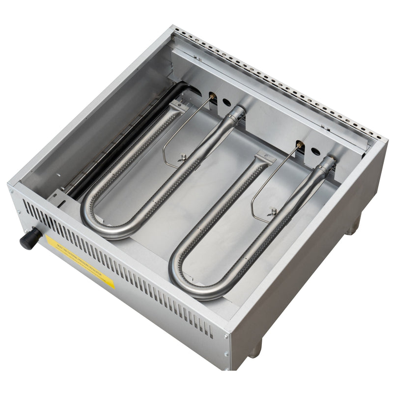 24 in. Commercial 2 - Burner Natural Gas Charbroiler with 60,000 BTU in Stainless - Steel (KM - GCB2 - 24M) - CulinaryProfis