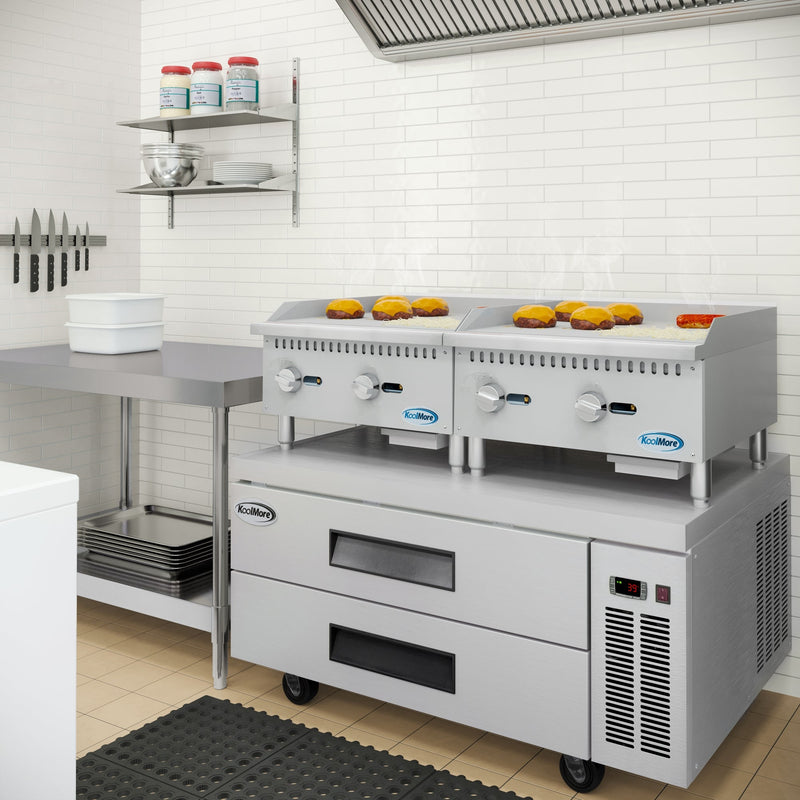 24 in. Natural Gas 2 - Burner Griddle with 60,000 BTU in Stainless - Steel (KM - GG2 - 24M) - CulinaryProfis