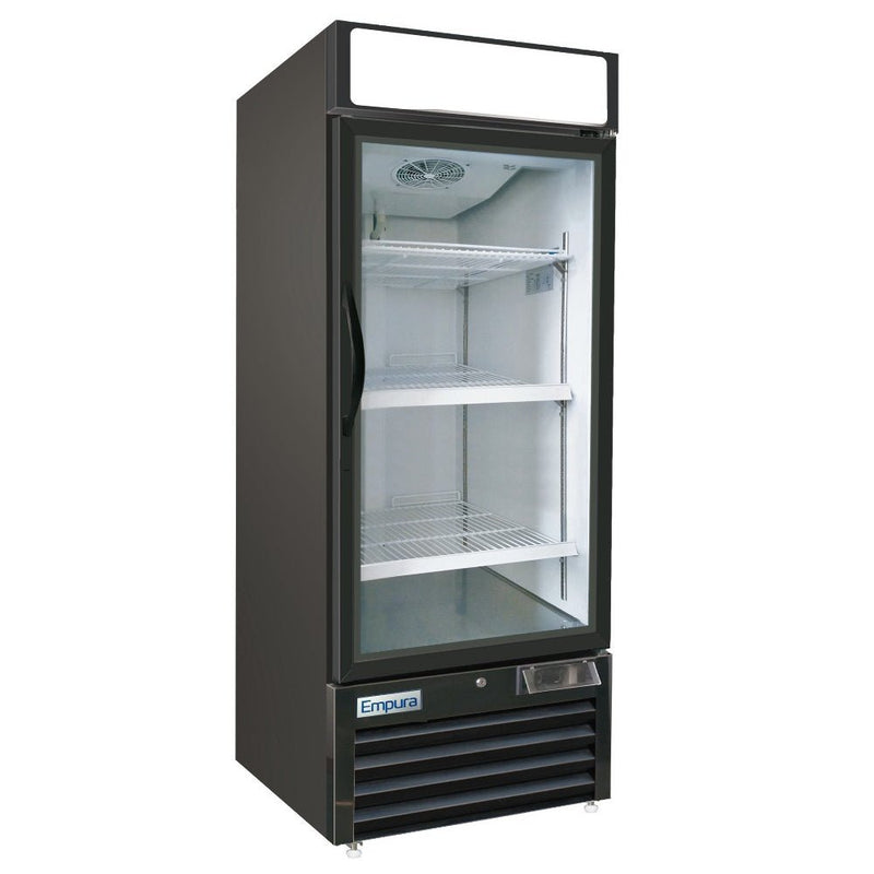 25" Black Swing Commercial Glass Door Merchandiser Freezer - CulinaryProfis