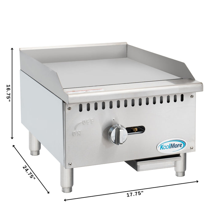 18 in. Natural Gas 1-Burner Griddle with 30,000 BTU in Stainless-Steel (KM-GG1-18M)
