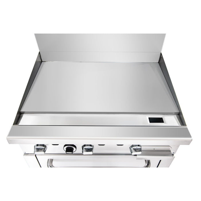 36 in. Commercial Oven with Griddle Top, 90000 BTU in Stainless-Steel (KM-CRG36G-NG)