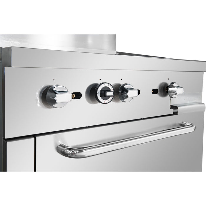 36 in. Commercial Oven with Griddle Top, 90000 BTU in Stainless-Steel (KM-CRG36G-NG)