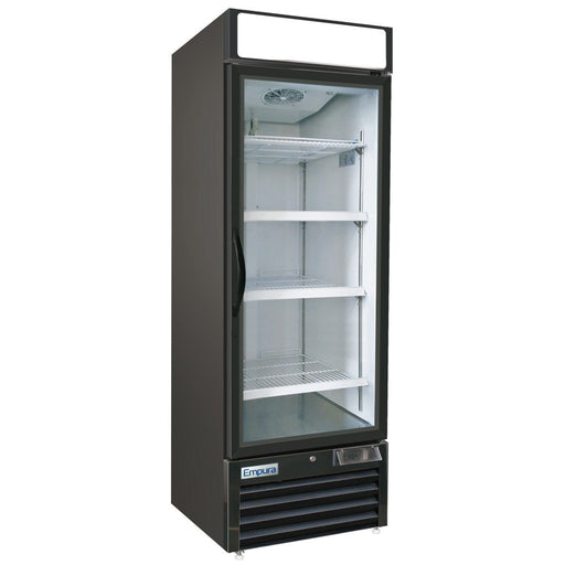 27" Black Swing Commercial Glass Door Merchandiser Freezer - CulinaryProfis