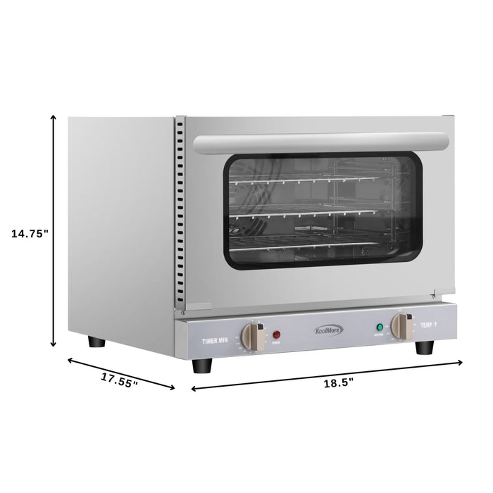 19 in. Countertop Convection Oven for Quarter-Size Pans with 3 Racks 1440W of Power in Stainless-Steel, 0.8 cu. ft. (KM-CTCO-08)