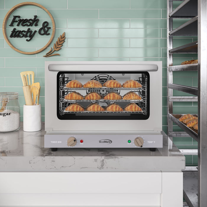 19 in. Countertop Convection Oven for Quarter-Size Pans with 3 Racks 1440W of Power in Stainless-Steel, 0.8 cu. ft. (KM-CTCO-08)