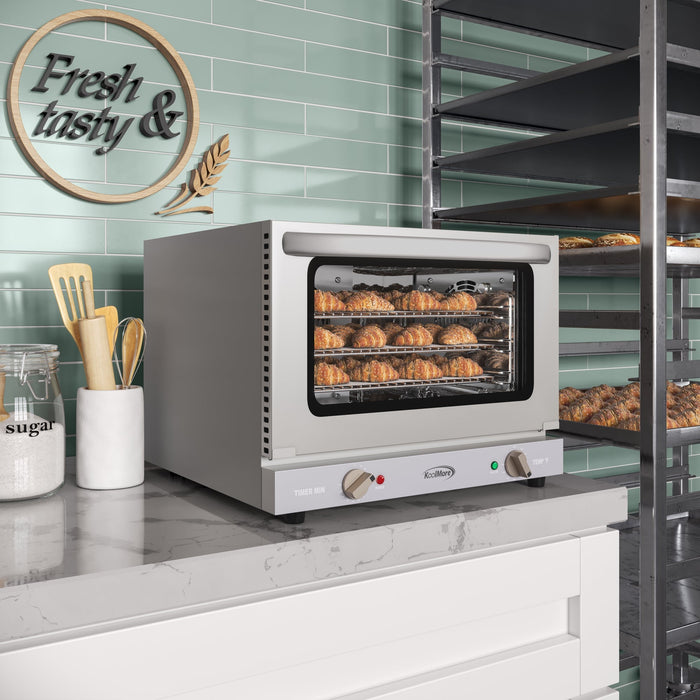 19 in. Countertop Convection Oven for Quarter-Size Pans with 3 Racks 1440W of Power in Stainless-Steel, 0.8 cu. ft. (KM-CTCO-08)