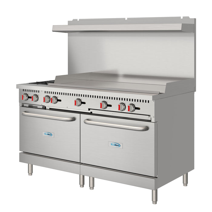 60 in. Dual Oven Commercial Range with 48 in. Griddle and 2 Burners in Stainless-Steel (KM-CRG482-NG)
