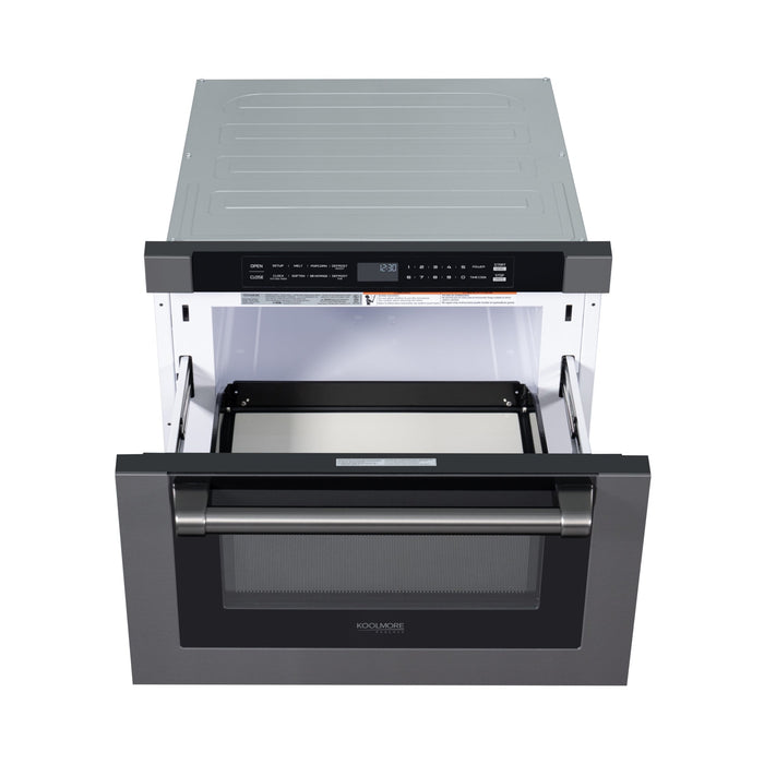 KoolMore Reserve 24 in. Microwave Drawer – 1.2 cu. ft., Black Stainless (KM-MD-1BSS)