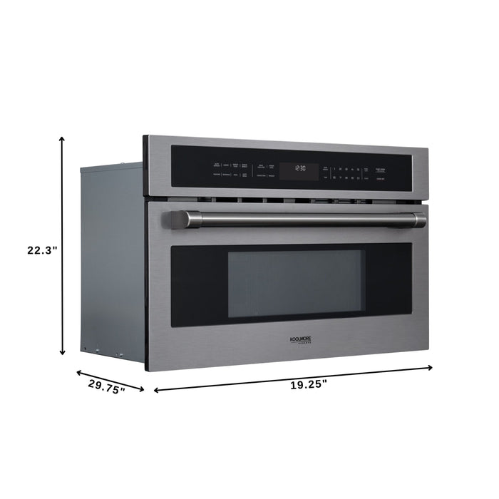 KoolMore Reserve 30 in. Stainless Steel Built-in Convection Microwave Oven with Speed and Sensor Cooking, 1.6 Cu. Ft. in Black (KM-CWO30-BSS)