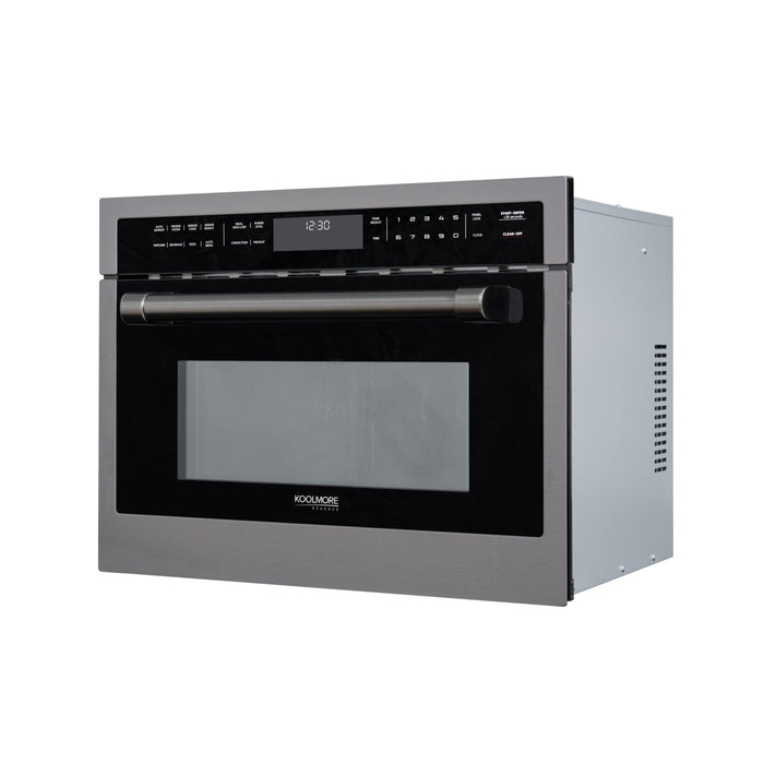 KoolMore Reserve 24 in. Stainless Steel Built-in Convection Microwave Oven with Speed and Sensor Cooking, 1.6 cu. ft. in Black (KM-CWO24 -BSS)