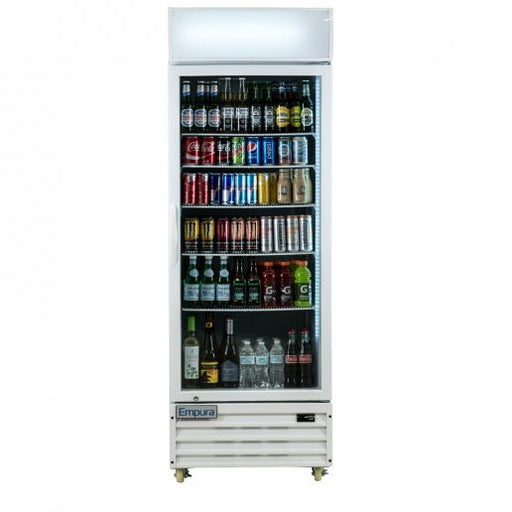 28" White Swing Commercial Glass Door Merchandiser Refrigerator - 21 cu ft - CulinaryProfis