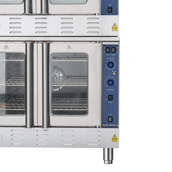 38 in. Full Size Double Commercial Natural Gas Convection Oven 108,000 BTU Total with Stacking Kit (KM-DCCO54-NG)