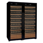496 Bottle Dual Zone Black Glass Side-by-Side Wine Refrigerator with Display Shelving Allavino
