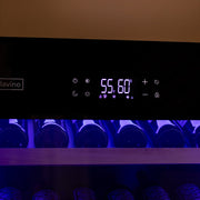 496 Bottle Dual Zone Black Glass Side-by-Side Wine Refrigerator with Display Shelving Allavino