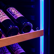 496 Bottle Dual Zone Black Glass Side-by-Side Wine Refrigerator with Display Shelving Allavino