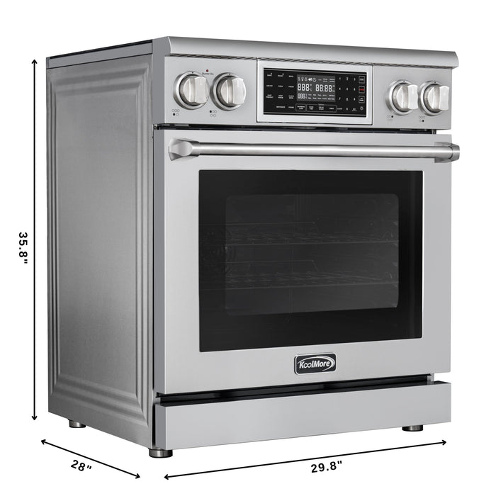 30 in. Electric Professional Range with Tilt Panel and Digital controls, Self - Cleaning, 16300W of Power, 240V in Stainless - Steel (KM - EPR - 30TDP - SS) - CulinaryProfis
