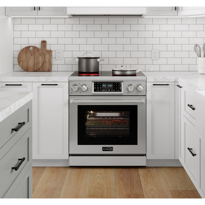 30 in. Electric Professional Range with Tilt Panel and Digital controls, Self - Cleaning, 16300W of Power, 240V in Stainless - Steel (KM - EPR - 30TDP - SS) - CulinaryProfis