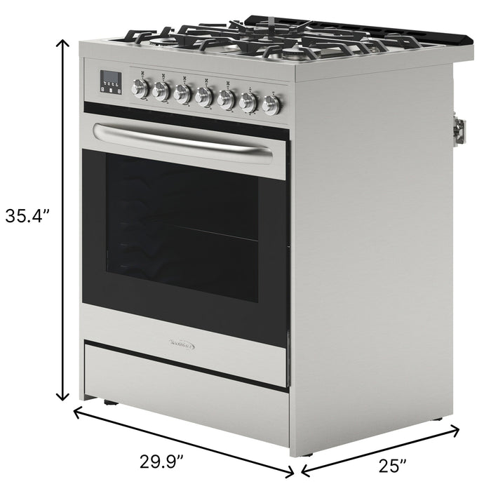 30 in. Stainless - Steel Professional Gas Range, KM - FR30G - SS. - CulinaryProfis